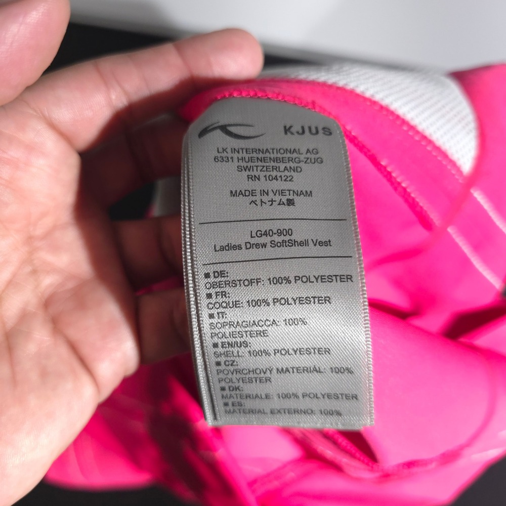 KJUS Golf Vest Womens Medium Hot Pink Full Zip Softshell White Performance Layer - Picture 7 of 10